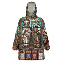 Happy Saints Cyril and Methodius Day Wearable Blanket Hoodie Christian Stained-Glass Window