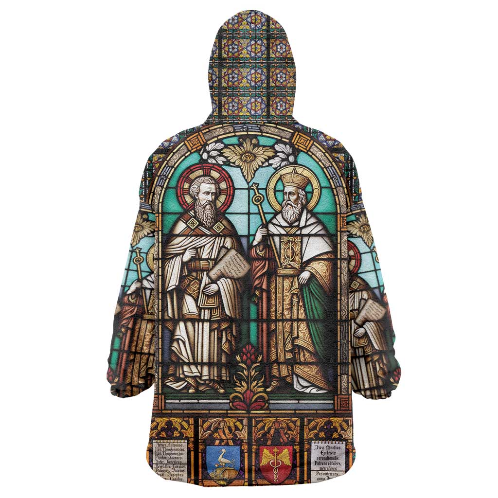 Happy Saints Cyril and Methodius Day Wearable Blanket Hoodie Christian Stained-Glass Window