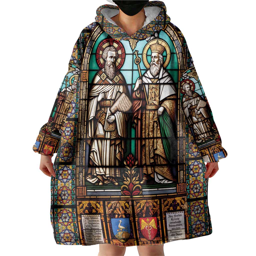 Happy Saints Cyril and Methodius Day Wearable Blanket Hoodie Christian Stained-Glass Window