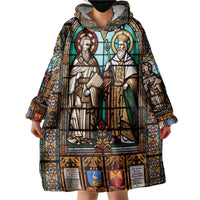 Happy Saints Cyril and Methodius Day Wearable Blanket Hoodie Christian Stained-Glass Window