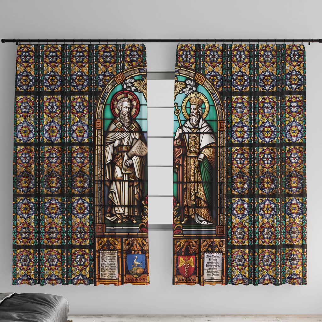 Happy Saints Cyril and Methodius Day Window Curtain Christian Stained-Glass Window