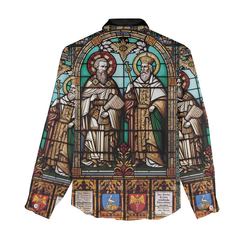 Happy Saints Cyril and Methodius Day Women Casual Shirt Christian Stained-Glass Window