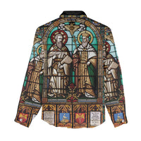 Happy Saints Cyril and Methodius Day Women Casual Shirt Christian Stained-Glass Window