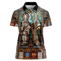 Happy Saints Cyril and Methodius Day Women Polo Shirt Christian Stained-Glass Window
