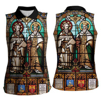 Happy Saints Cyril and Methodius Day Women Sleeveless Polo Shirt Christian Stained-Glass Window