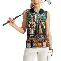 Happy Saints Cyril and Methodius Day Women Sleeveless Polo Shirt Christian Stained-Glass Window
