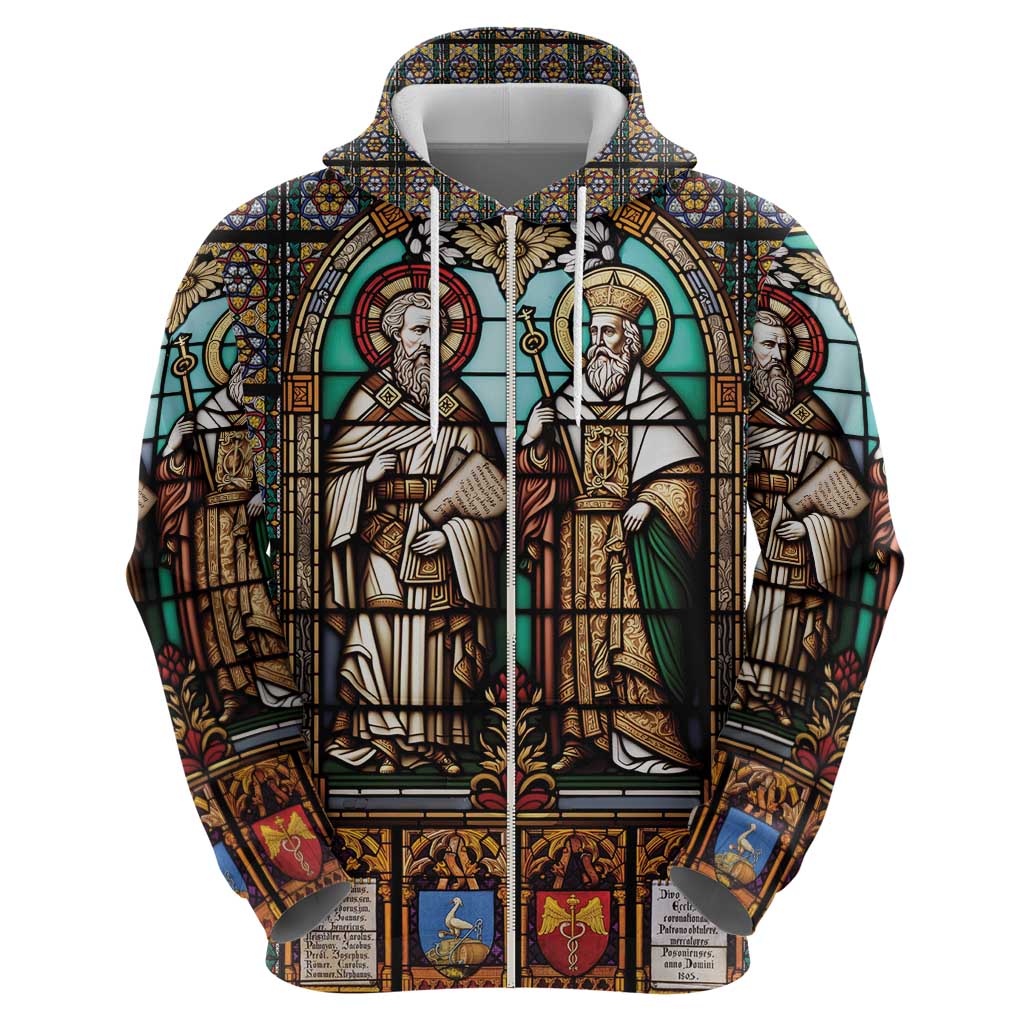 Happy Saints Cyril and Methodius Day Zip Hoodie Christian Stained-Glass Window