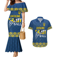 Custom Ukraine Volleyball Couples Matching Mermaid Dress and Hawaiian Shirt Cholovicha Zbirna Ukrainy z Volejbolu