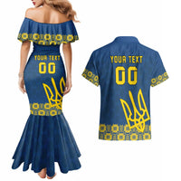 Custom Ukraine Volleyball Couples Matching Mermaid Dress and Hawaiian Shirt Cholovicha Zbirna Ukrainy z Volejbolu