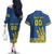 Custom Ukraine Volleyball Couples Matching Off The Shoulder Long Sleeve Dress and Hawaiian Shirt Cholovicha Zbirna Ukrainy z Volejbolu