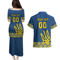 Custom Ukraine Volleyball Couples Matching Puletasi and Hawaiian Shirt Cholovicha Zbirna Ukrainy z Volejbolu