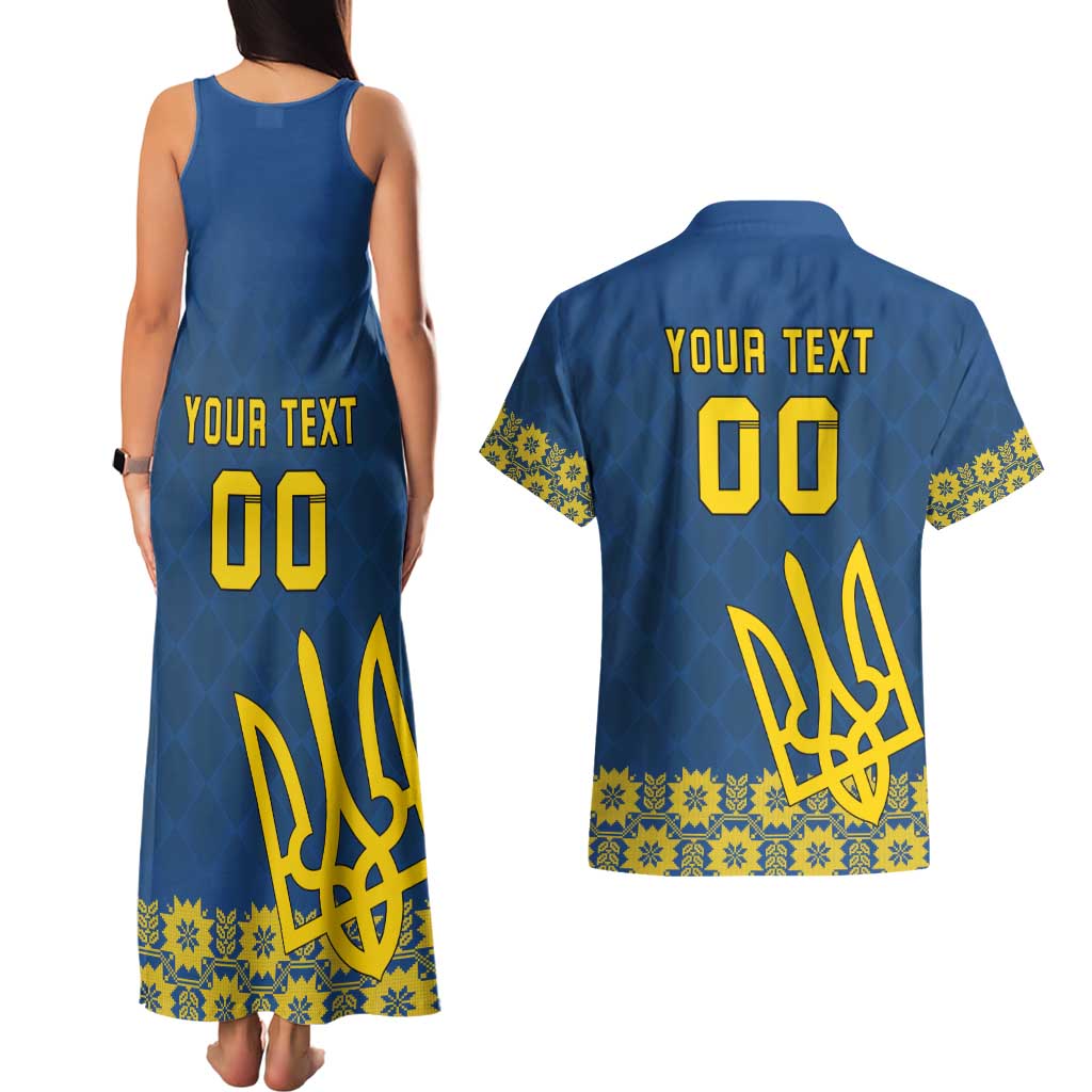Custom Ukraine Volleyball Couples Matching Tank Maxi Dress and Hawaiian Shirt Cholovicha Zbirna Ukrainy z Volejbolu