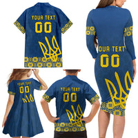 Custom Ukraine Volleyball Family Matching Long Sleeve Bodycon Dress and Hawaiian Shirt Cholovicha Zbirna Ukrainy z Volejbolu