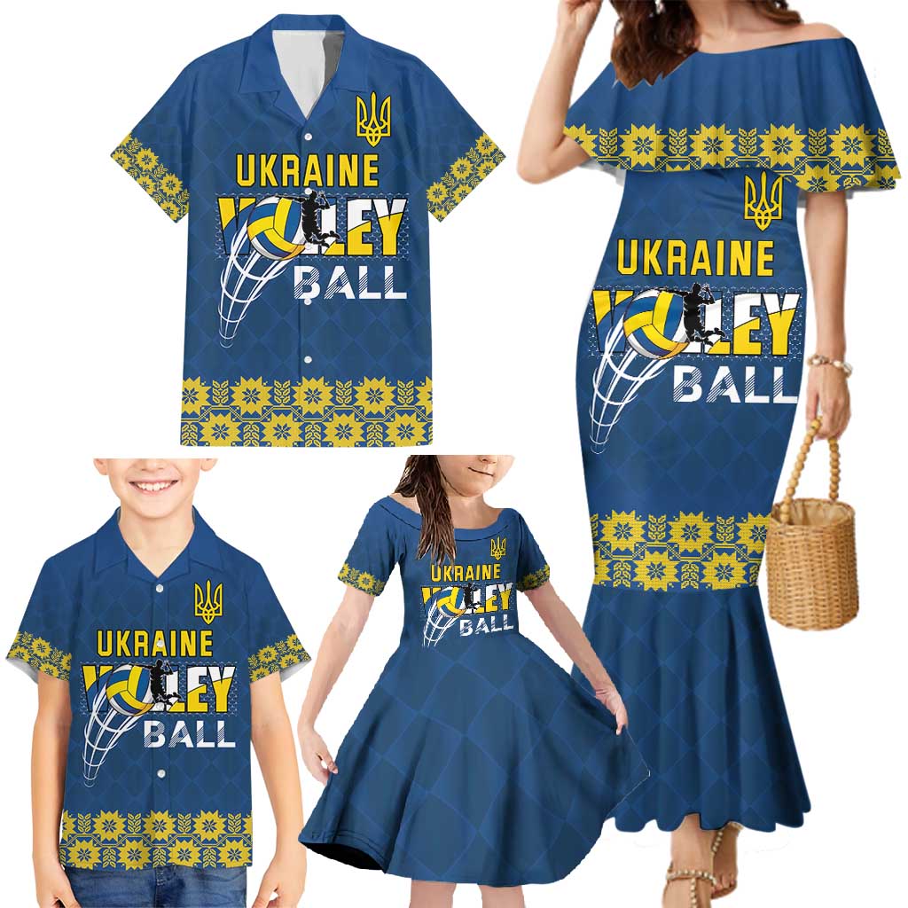 Custom Ukraine Volleyball Family Matching Mermaid Dress and Hawaiian Shirt Cholovicha Zbirna Ukrainy z Volejbolu