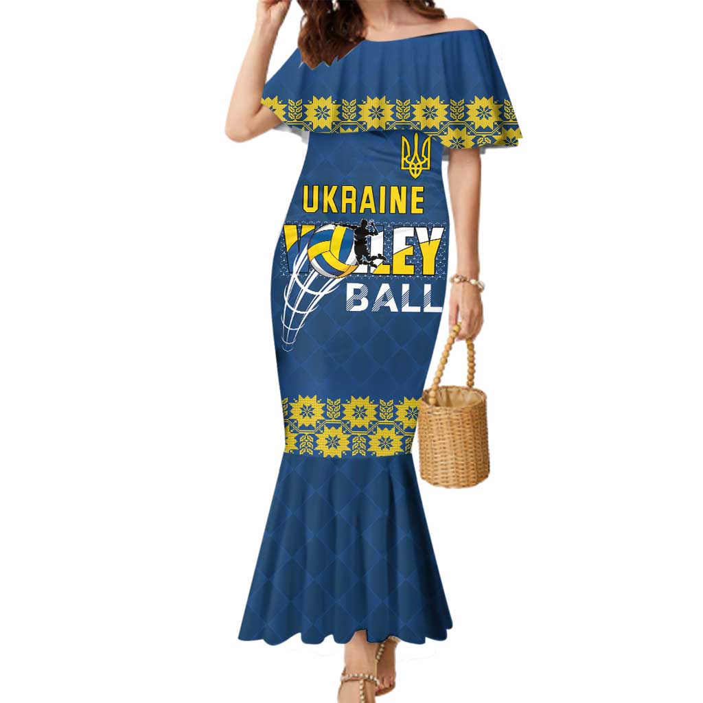 Custom Ukraine Volleyball Family Matching Mermaid Dress and Hawaiian Shirt Cholovicha Zbirna Ukrainy z Volejbolu