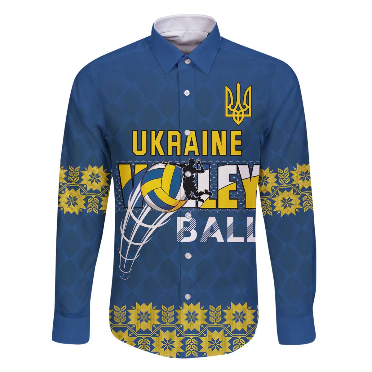 Custom Ukraine Volleyball Family Matching Off The Shoulder Long Sleeve Dress and Hawaiian Shirt Cholovicha Zbirna Ukrainy z Volejbolu