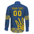 Custom Ukraine Volleyball Family Matching Off The Shoulder Long Sleeve Dress and Hawaiian Shirt Cholovicha Zbirna Ukrainy z Volejbolu