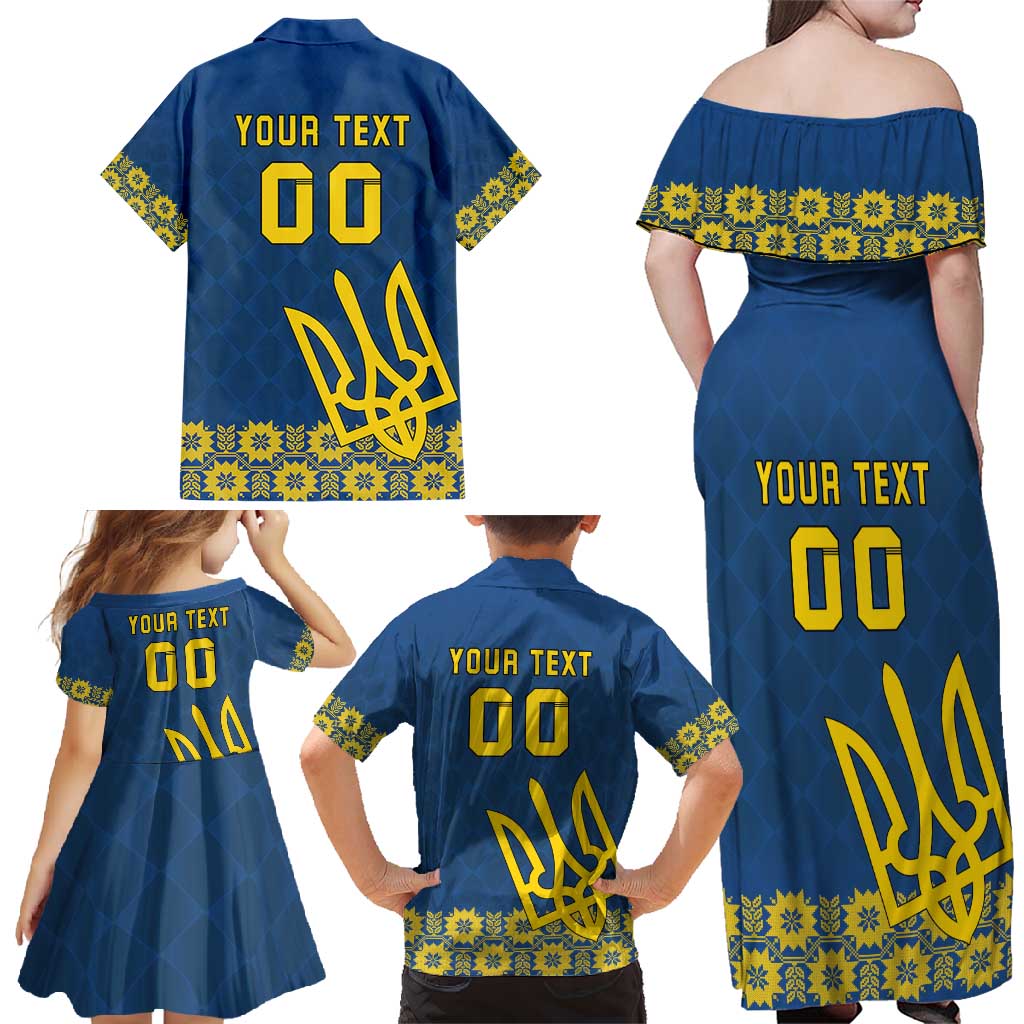 Custom Ukraine Volleyball Family Matching Off Shoulder Maxi Dress and Hawaiian Shirt Cholovicha Zbirna Ukrainy z Volejbolu