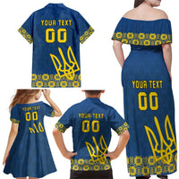 Custom Ukraine Volleyball Family Matching Off Shoulder Maxi Dress and Hawaiian Shirt Cholovicha Zbirna Ukrainy z Volejbolu