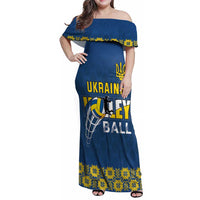 Custom Ukraine Volleyball Family Matching Off Shoulder Maxi Dress and Hawaiian Shirt Cholovicha Zbirna Ukrainy z Volejbolu