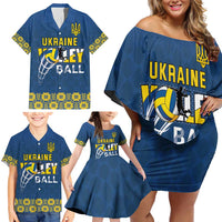 Custom Ukraine Volleyball Family Matching Off Shoulder Short Dress and Hawaiian Shirt Cholovicha Zbirna Ukrainy z Volejbolu