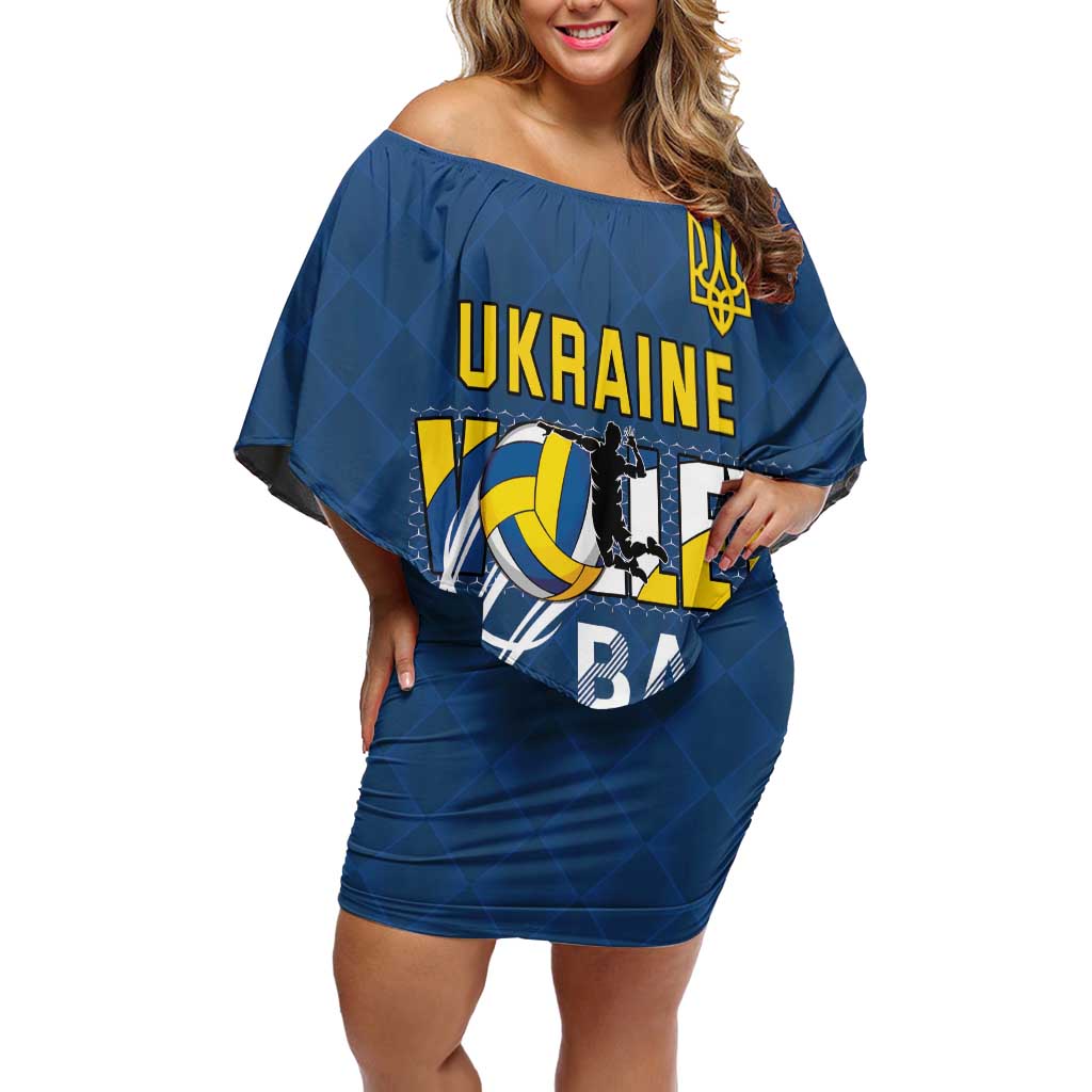 Custom Ukraine Volleyball Family Matching Off Shoulder Short Dress and Hawaiian Shirt Cholovicha Zbirna Ukrainy z Volejbolu
