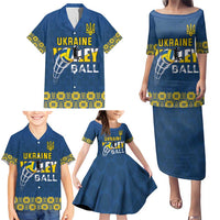 Custom Ukraine Volleyball Family Matching Puletasi and Hawaiian Shirt Cholovicha Zbirna Ukrainy z Volejbolu