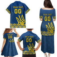 Custom Ukraine Volleyball Family Matching Puletasi and Hawaiian Shirt Cholovicha Zbirna Ukrainy z Volejbolu