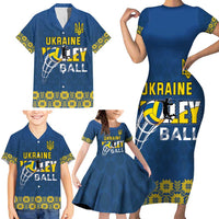 Custom Ukraine Volleyball Family Matching Short Sleeve Bodycon Dress and Hawaiian Shirt Cholovicha Zbirna Ukrainy z Volejbolu