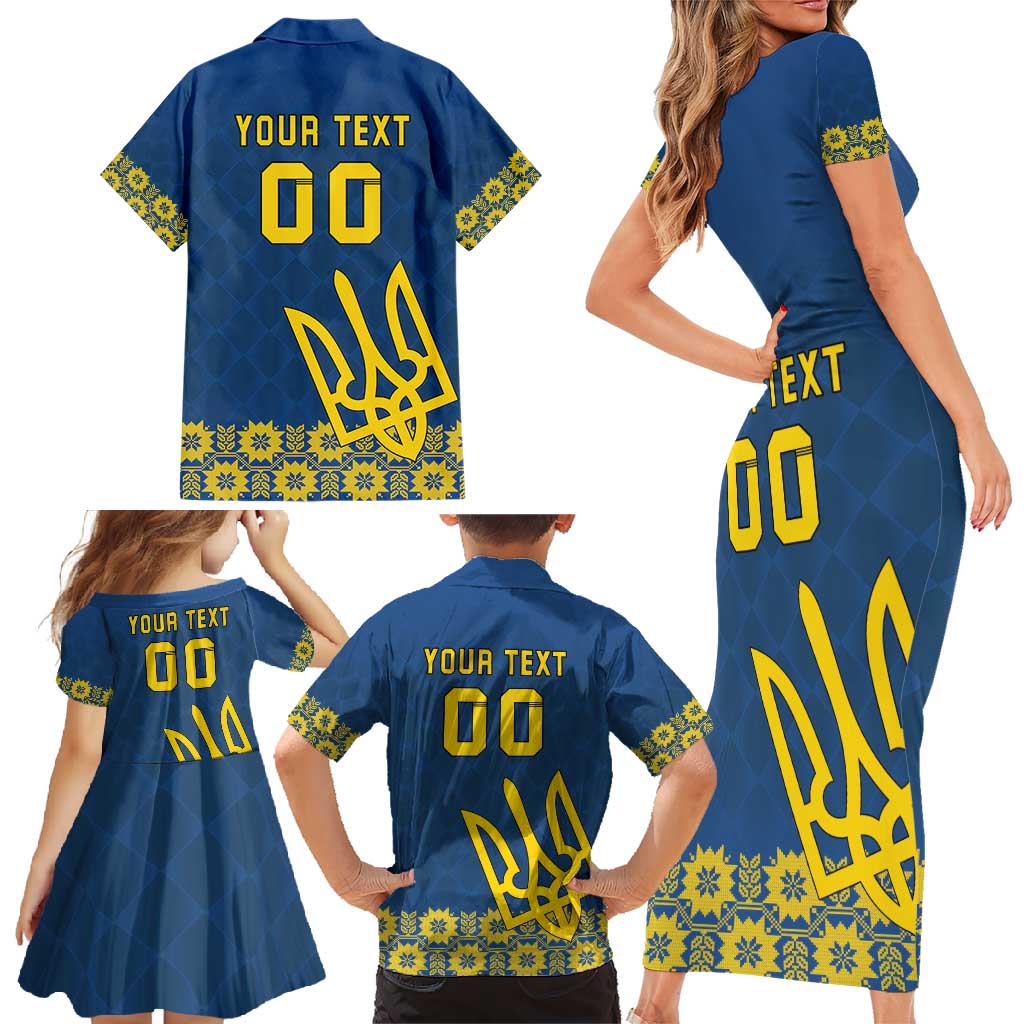 Custom Ukraine Volleyball Family Matching Short Sleeve Bodycon Dress and Hawaiian Shirt Cholovicha Zbirna Ukrainy z Volejbolu