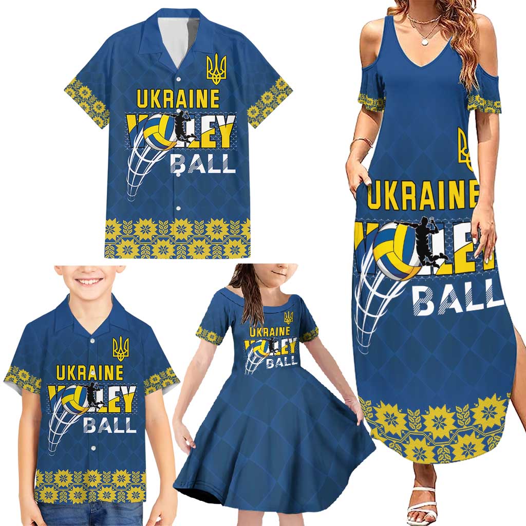 Custom Ukraine Volleyball Family Matching Summer Maxi Dress and Hawaiian Shirt Cholovicha Zbirna Ukrainy z Volejbolu