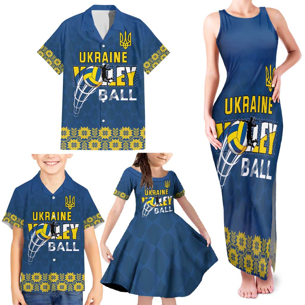 Custom Ukraine Volleyball Family Matching Tank Maxi Dress and Hawaiian Shirt Cholovicha Zbirna Ukrainy z Volejbolu