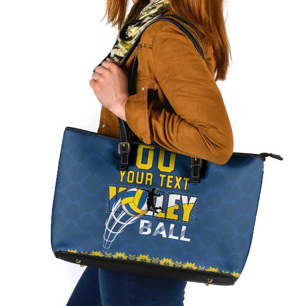 Custom Ukraine Volleyball Leather Tote Bag Cholovicha Zbirna Ukrainy z Volejbolu