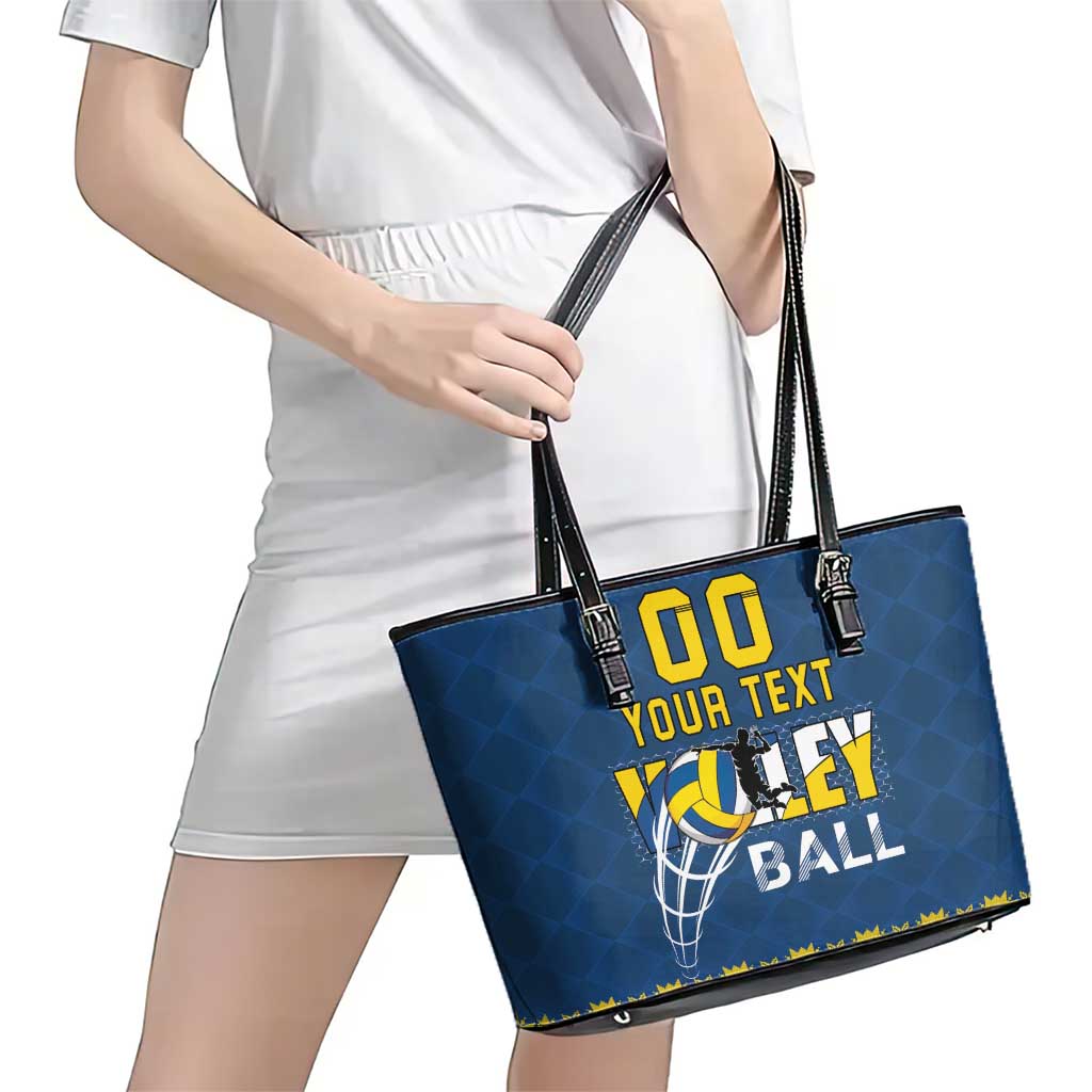 Custom Ukraine Volleyball Leather Tote Bag Cholovicha Zbirna Ukrainy z Volejbolu