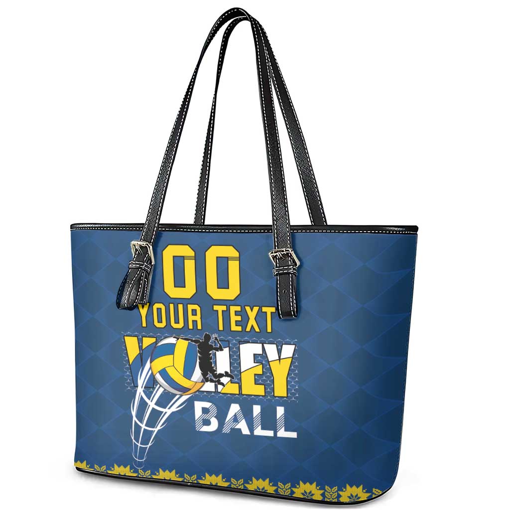 Custom Ukraine Volleyball Leather Tote Bag Cholovicha Zbirna Ukrainy z Volejbolu