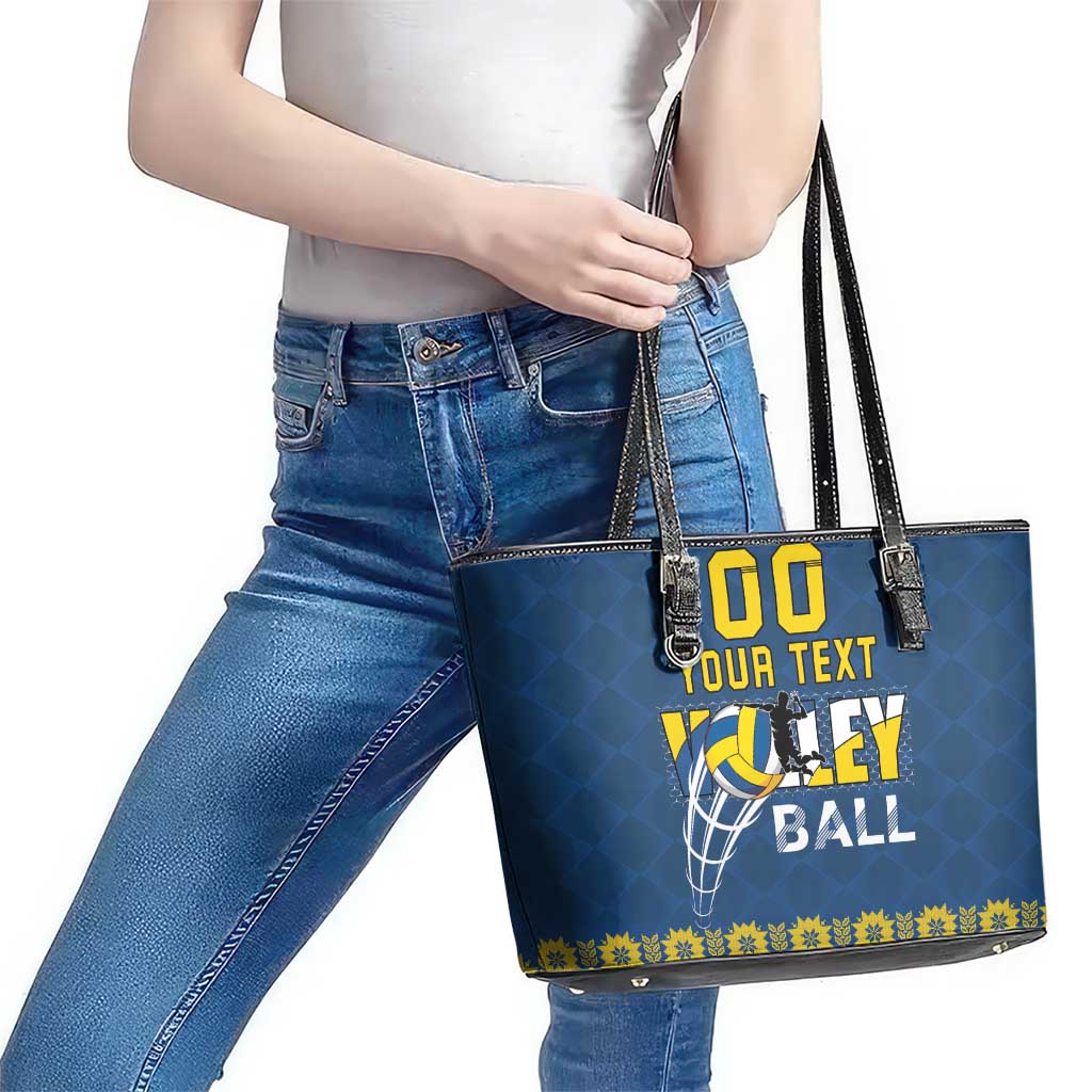 Custom Ukraine Volleyball Leather Tote Bag Cholovicha Zbirna Ukrainy z Volejbolu