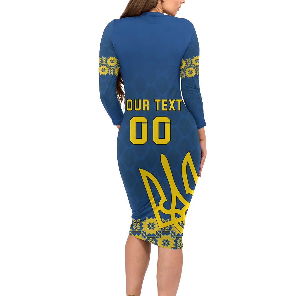 Custom Ukraine Volleyball Long Sleeve Bodycon Dress Cholovicha Zbirna Ukrainy z Volejbolu