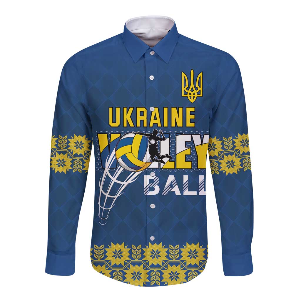 Custom Ukraine Volleyball Long Sleeve Button Shirt Cholovicha Zbirna Ukrainy z Volejbolu