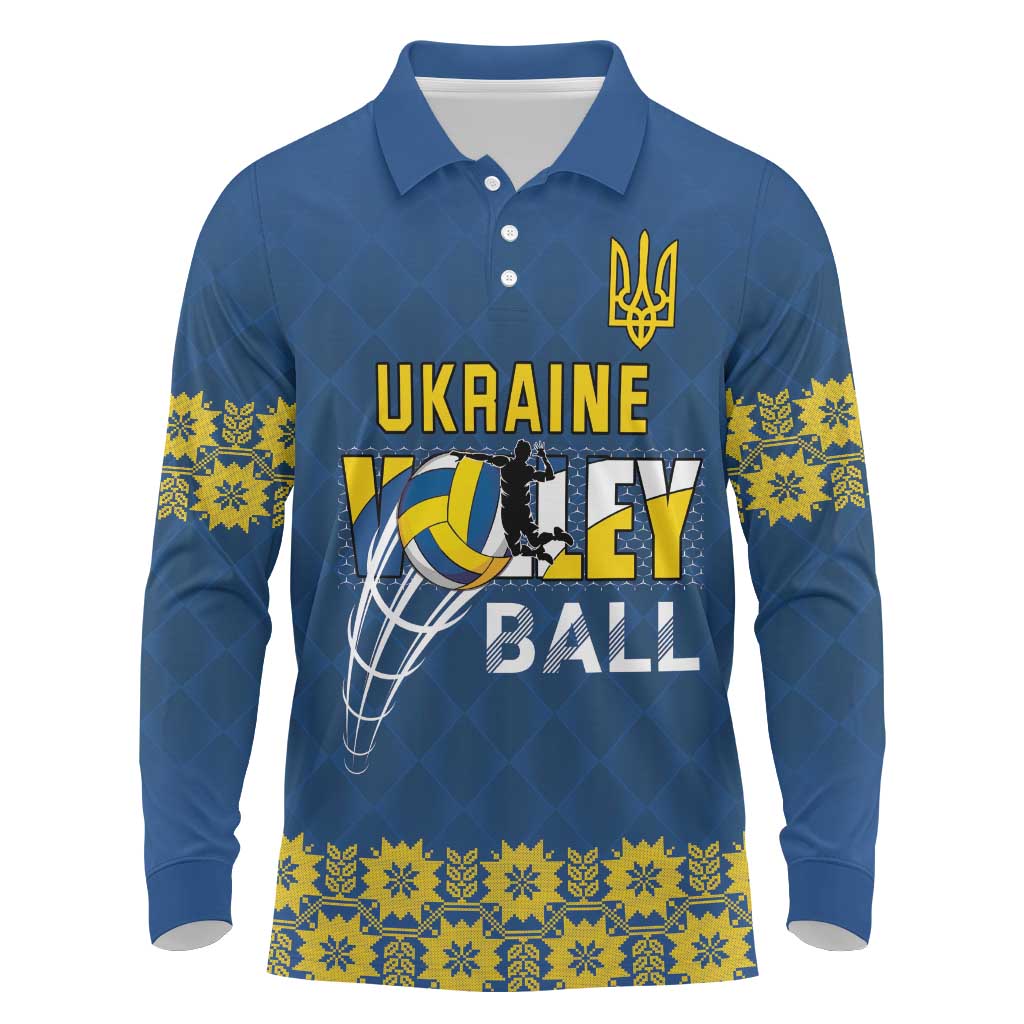 Custom Ukraine Volleyball Long Sleeve Polo Shirt Cholovicha Zbirna Ukrainy z Volejbolu
