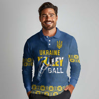 Custom Ukraine Volleyball Long Sleeve Polo Shirt Cholovicha Zbirna Ukrainy z Volejbolu