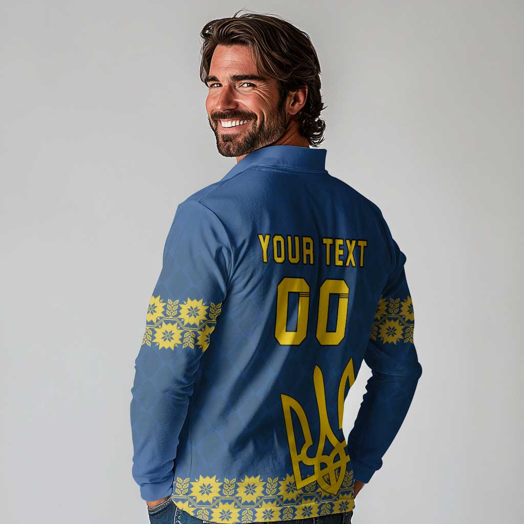 Custom Ukraine Volleyball Long Sleeve Polo Shirt Cholovicha Zbirna Ukrainy z Volejbolu