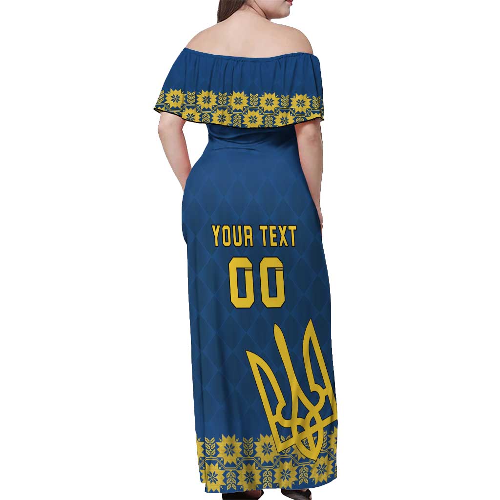 Custom Ukraine Volleyball Off Shoulder Maxi Dress Cholovicha Zbirna Ukrainy z Volejbolu