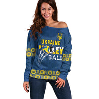 Custom Ukraine Volleyball Off Shoulder Sweater Cholovicha Zbirna Ukrainy z Volejbolu