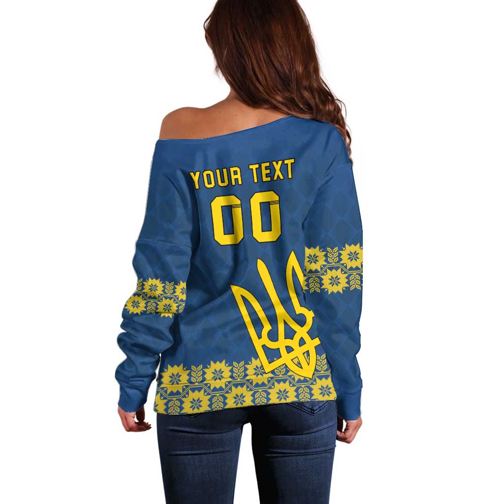 Custom Ukraine Volleyball Off Shoulder Sweater Cholovicha Zbirna Ukrainy z Volejbolu
