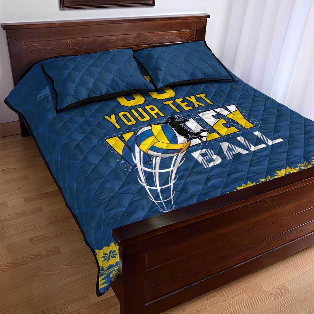 Custom Ukraine Volleyball Quilt Bed Set Cholovicha Zbirna Ukrainy z Volejbolu
