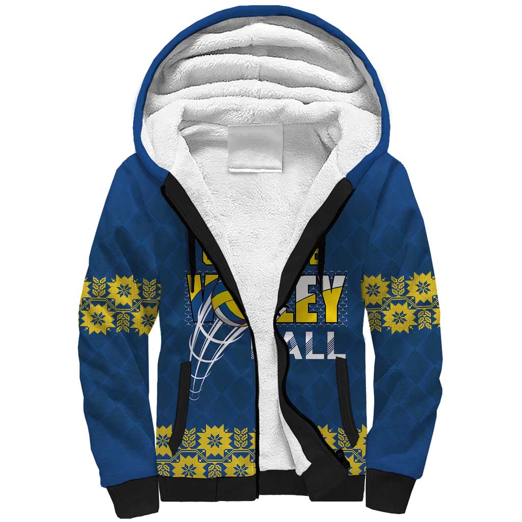 Custom Ukraine Volleyball Sherpa Hoodie Cholovicha Zbirna Ukrainy z Volejbolu