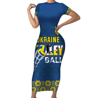 Custom Ukraine Volleyball Short Sleeve Bodycon Dress Cholovicha Zbirna Ukrainy z Volejbolu