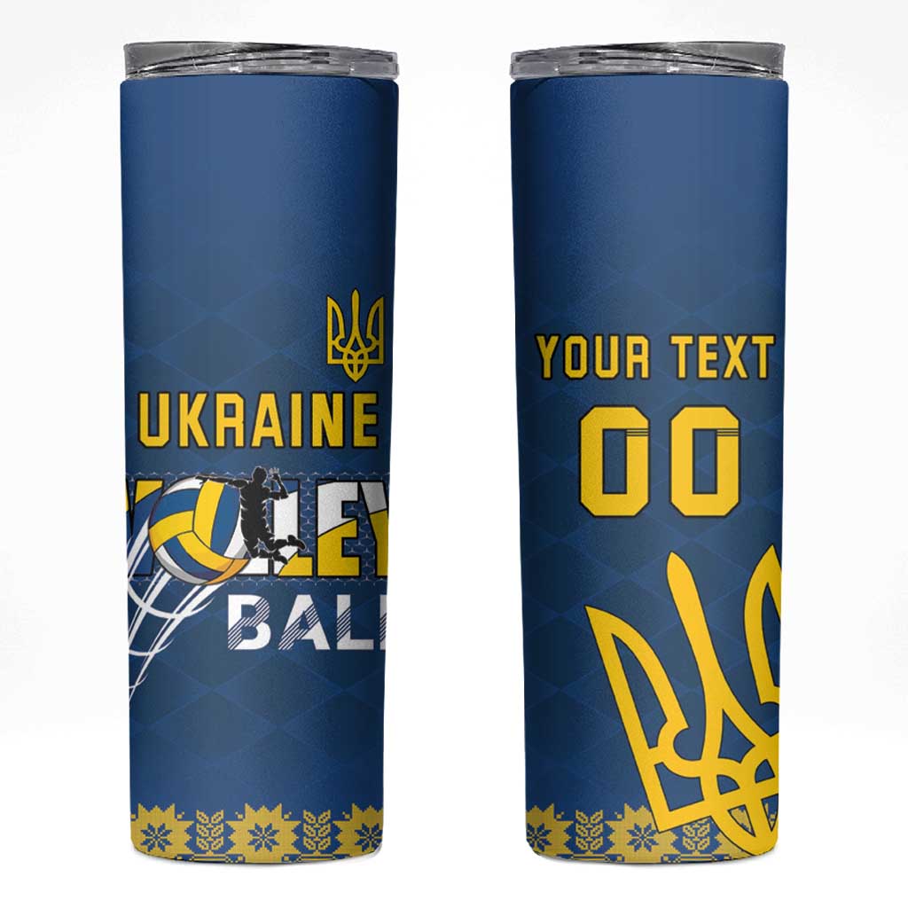 Custom Ukraine Volleyball Skinny Tumbler Cholovicha Zbirna Ukrainy z Volejbolu