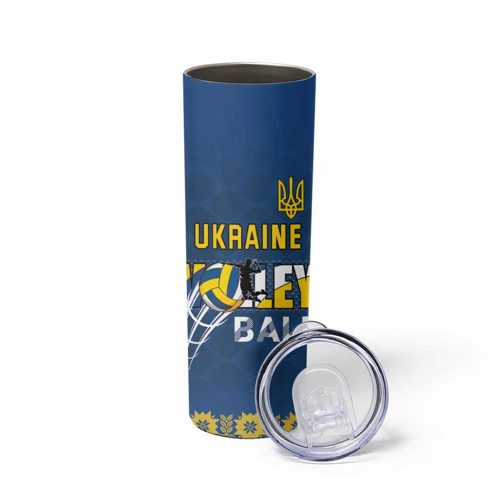 Custom Ukraine Volleyball Skinny Tumbler Cholovicha Zbirna Ukrainy z Volejbolu