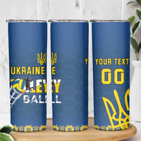 Custom Ukraine Volleyball Skinny Tumbler Cholovicha Zbirna Ukrainy z Volejbolu